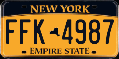 NY license plate FFK4987