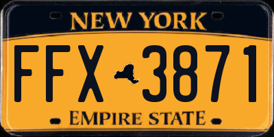 NY license plate FFX3871