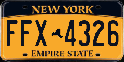 NY license plate FFX4326