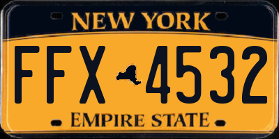 NY license plate FFX4532