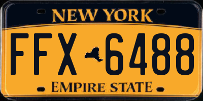 NY license plate FFX6488