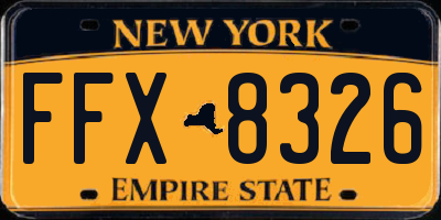 NY license plate FFX8326