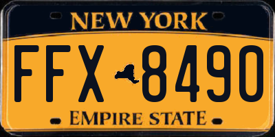 NY license plate FFX8490