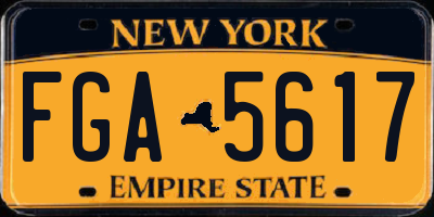 NY license plate FGA5617