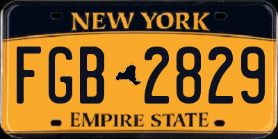 NY license plate FGB2829
