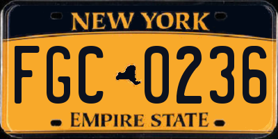 NY license plate FGC0236