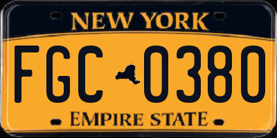 NY license plate FGC0380