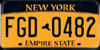NY license plate FGD0482