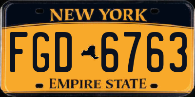 NY license plate FGD6763