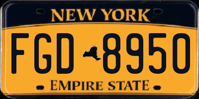 NY license plate FGD8950