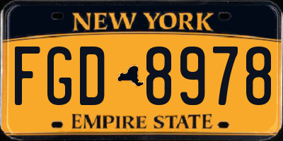 NY license plate FGD8978