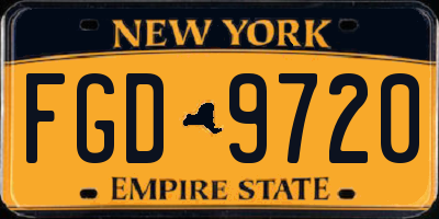 NY license plate FGD9720