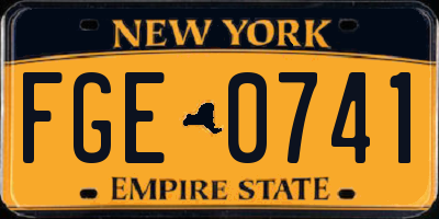 NY license plate FGE0741