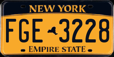 NY license plate FGE3228