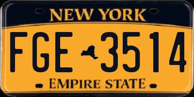 NY license plate FGE3514