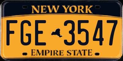 NY license plate FGE3547