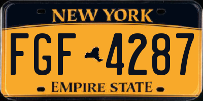 NY license plate FGF4287
