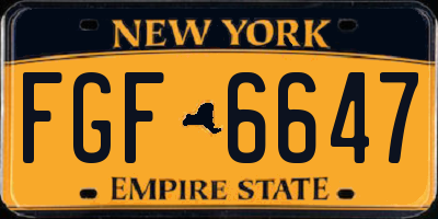 NY license plate FGF6647