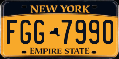 NY license plate FGG7990