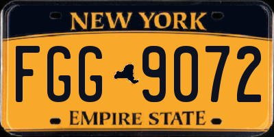 NY license plate FGG9072