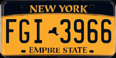 NY license plate FGI3966