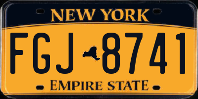 NY license plate FGJ8741