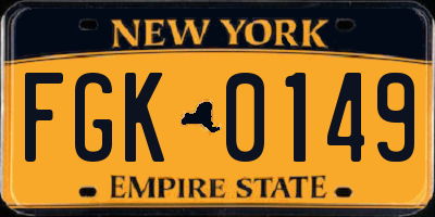 NY license plate FGK0149