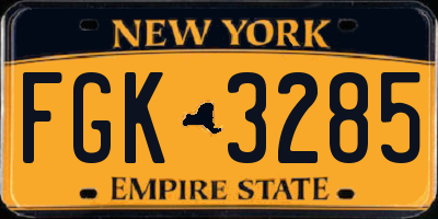 NY license plate FGK3285