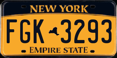 NY license plate FGK3293
