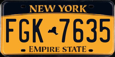 NY license plate FGK7635