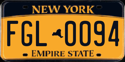 NY license plate FGL0094