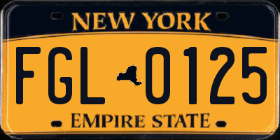 NY license plate FGL0125