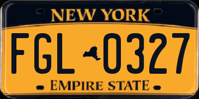 NY license plate FGL0327