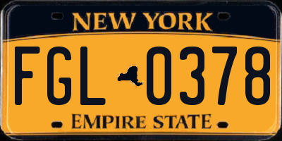 NY license plate FGL0378