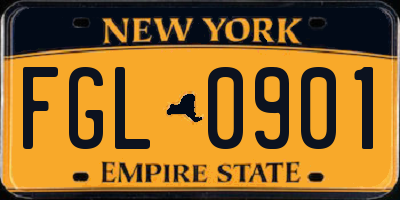 NY license plate FGL0901