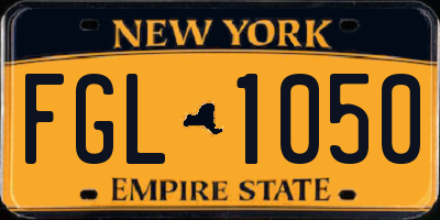 NY license plate FGL1050