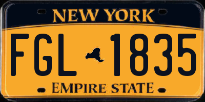 NY license plate FGL1835