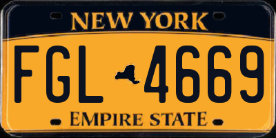 NY license plate FGL4669