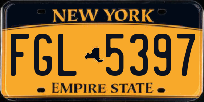 NY license plate FGL5397