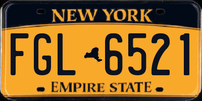 NY license plate FGL6521