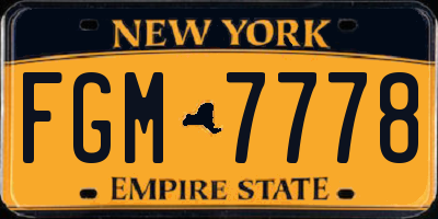 NY license plate FGM7778