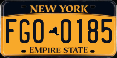 NY license plate FGO0185