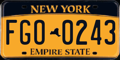 NY license plate FGO0243