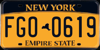 NY license plate FGO0619