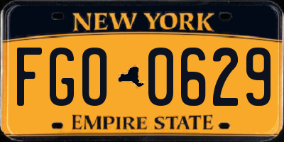 NY license plate FGO0629