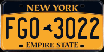 NY license plate FGO3022