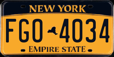 NY license plate FGO4034
