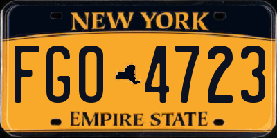 NY license plate FGO4723