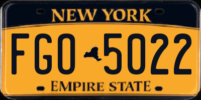 NY license plate FGO5022