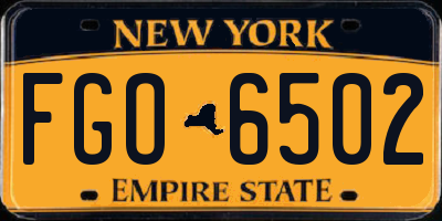 NY license plate FGO6502